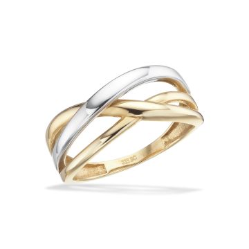 Scrouples ring i tofarvet 8 kt guld