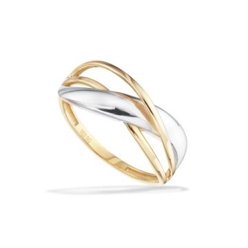 Scrouples ring i tofarvet 8 kt guld