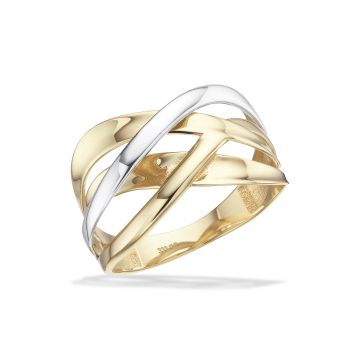 Scrouples ring i tofarvet 8 kt guld