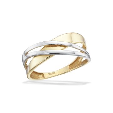 Scrouples ring i tofarvet 8 kt guld