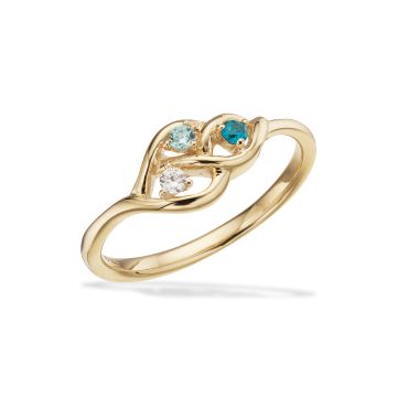 Scrouples ring i 8 kt guld med turkis/sky blue/ hvid cubic zirkonia