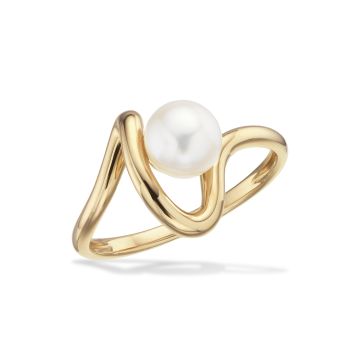 Scrouples ring i 8 kt guld med perle