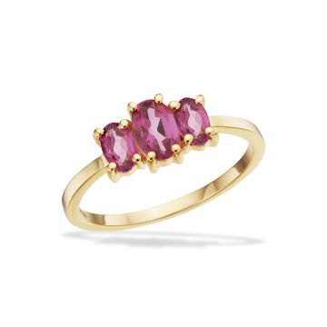 Scrouples ring i 8 kt guld med pink topas