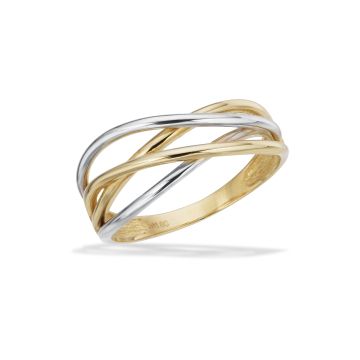 Scrouples ring i tofarvet 8 kt guld