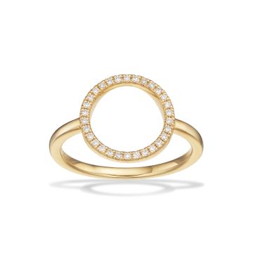Scrouples cirkel ring i 14 kt guld med brillanter på i alt 0,10ct W/SI