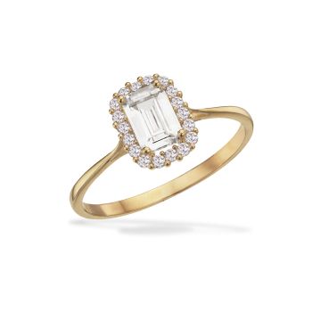 Scrouples roset baguette ring i 8 kt guld med zirkonia