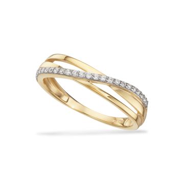 Scrouples ring i 8 kt guld med zirkonia