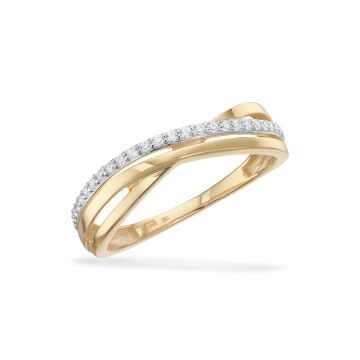 Scrouples ring i 8 kt guld med zirkonia