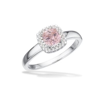 Scrouples roset ring i sølv med pink og klar cubic zirkonia