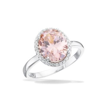 Scrouples roset ring i sølv med pink og klar cubic zirkonia