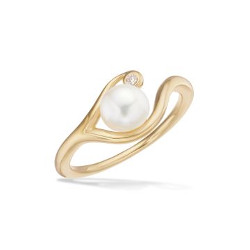 Scrouples ring i guldbelagt med perle og zirkonia