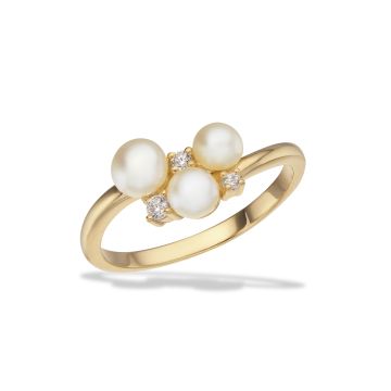 Scrouples ring i guldbelagt med perle og zirkonia