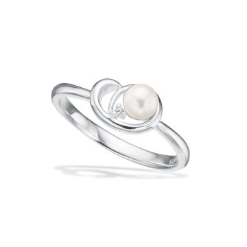 Scrouples ring i sølv med perle og zirkonia