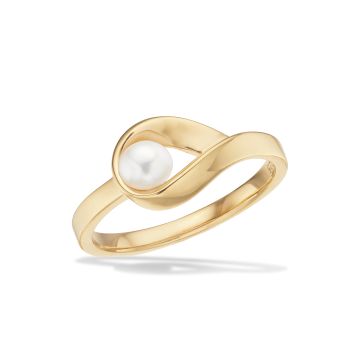 Scrouples ring i guldbelagt med perle