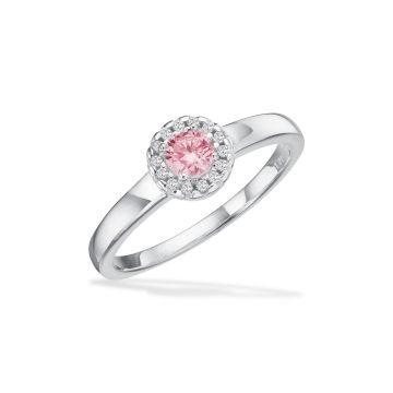 Scrouples roset ring i sølv med lyserød og klare zirkonia