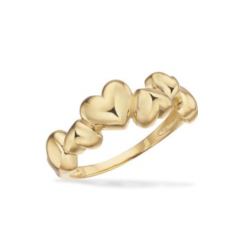 Scrouples ring i forgyldt med hjerter