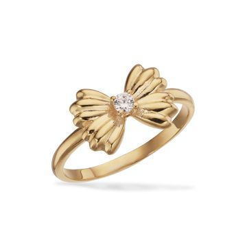 Scrouples ring i forgyldt med sløjfe og zirkonia
