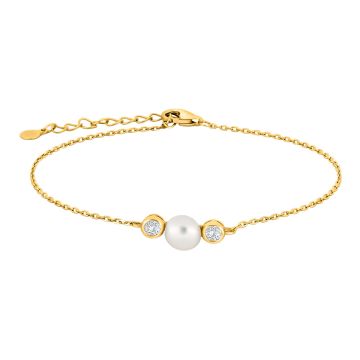 Joanli Nor NomiNor armbånd i forgyldt med zirkon og perle