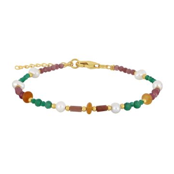 Nordahl Jewellery Ice52 armbånd i forgyldt med perler og farvede sten