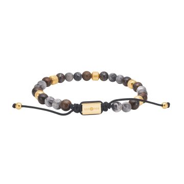 SON of NOA armbånd i guldfarvet stål og Map stone/ilmenite bronzitite
