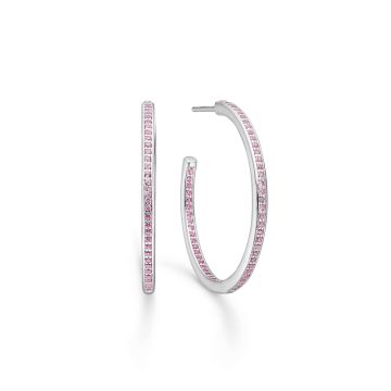 Studio Z øreringe i sølv med pink zirkoner, Ø28 mm