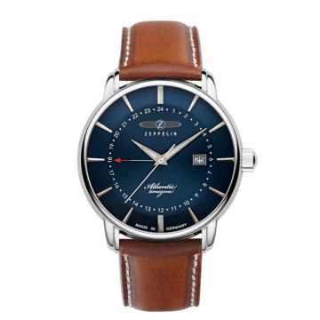 Zeppelin Atlantic herreur i stål med blå skive -Ø40