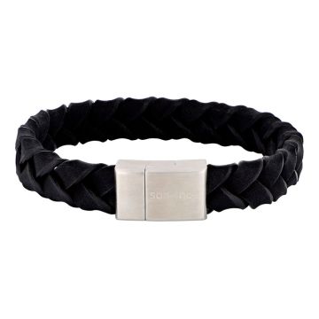 Son of Noa sort læderarmbånd, flettet