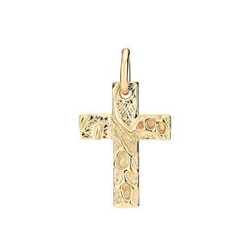 Lund Copenhagen rustikt kors i guldbelagt 17x12mm - ekskl. kæde