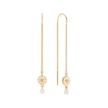 Lund Copenhagen marguerit disko forgyldte ørehænger med ferskvandsperle