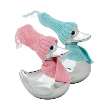 Forkromet sparebøsse and m. pink/blåt tøj (1 and)