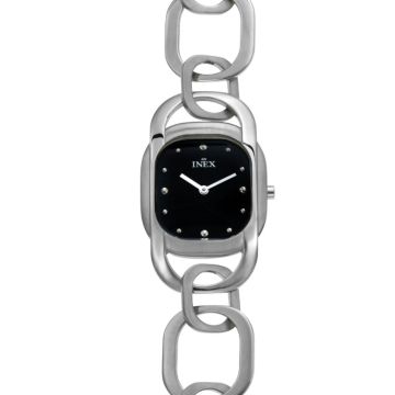 INEX armbåndsur - stål med lænke, sort skive, Ø 25