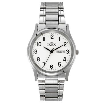 INEX herreur i stål med lænke, hvid skive og dato