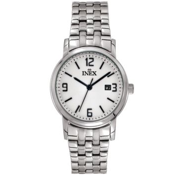 INEX dameur - stål med lænke, hvid skive og dato