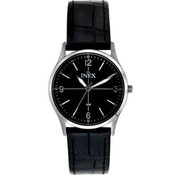 INEX armbånsur - titanium med sort rem, sort skive Ø 40