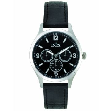 Inex herreur i stål med dato og sort rem