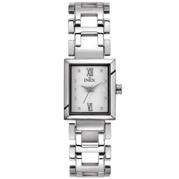 INEX dame armbåndsur - Titanium med lænke, sølv skive