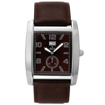 INEX armbåndsur - stål med brun rem, brun skive