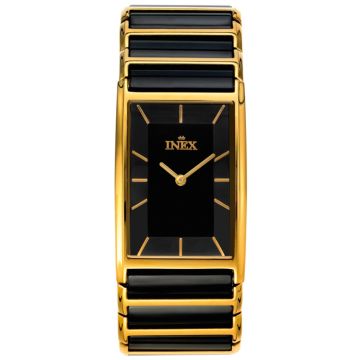 Inex dameur i guldfarvet stål med sort keramik
