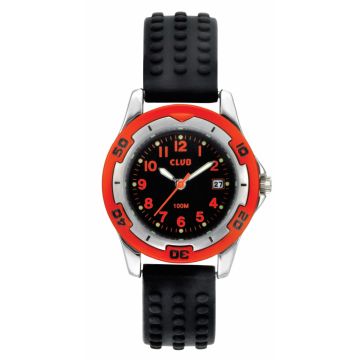 CLUB Børneur med sort silicone rem