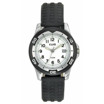 Club børneur, crom med sort gummirem