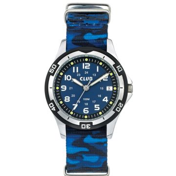 Club børneur med blå army rem, 10 atm