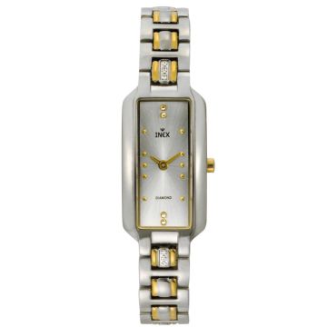 Inex dameur i tofarvet stål med 10 diamanter