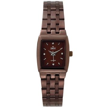 Inex dameur i brun stål med 4 diamanter