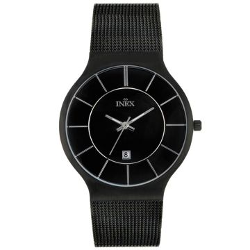INEX herreur i sort stål med lænke