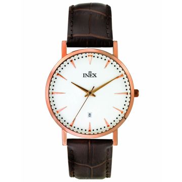 INEX herreur i rosaguldfarvet stål med rem