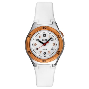 Club børneur med hvid rem, 10 atm