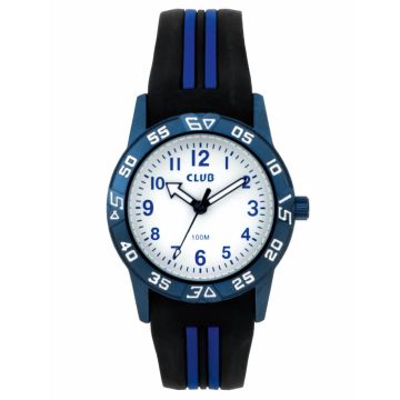 CLUB Børneur blå med sort rem, 100 m