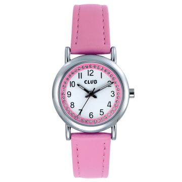 Club børneur med sten og pink rem, 10 atm