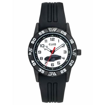 Club børneur sort bil med sort rem, 10 atm