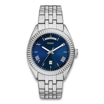 Fossil Campbell i stål med blå skive